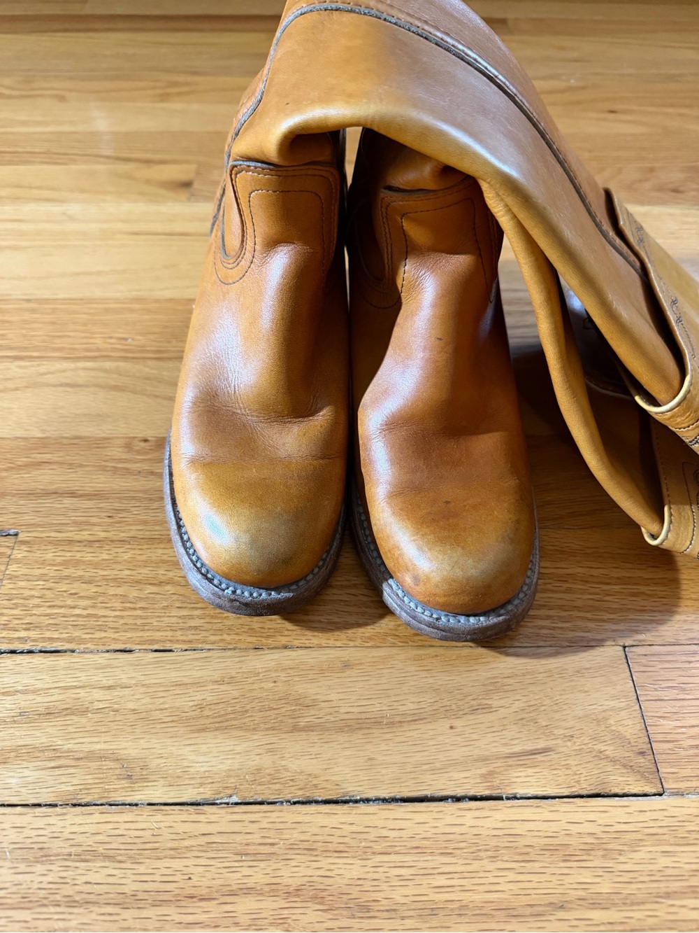 Vintage 70s Frye Black Label Campus Stitch Cuff Boots Banana Yellow Size 6.5 - Picture 5 of 8